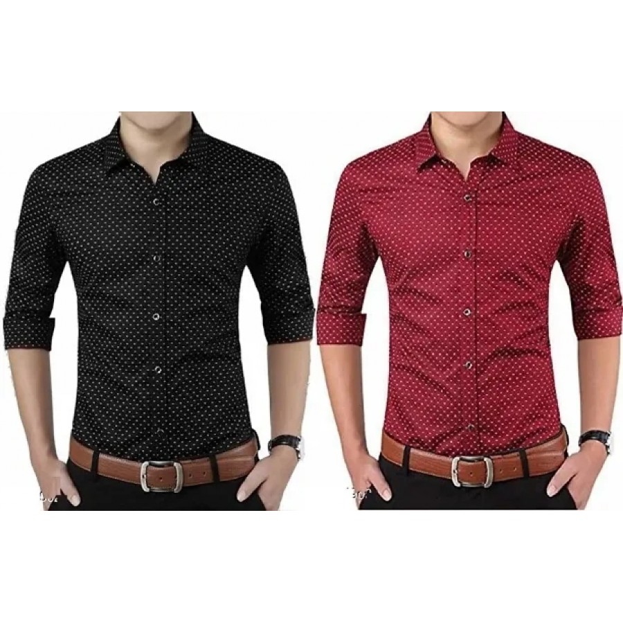 Multicoloured Cotton Blend Printed Casual Shirts For Men