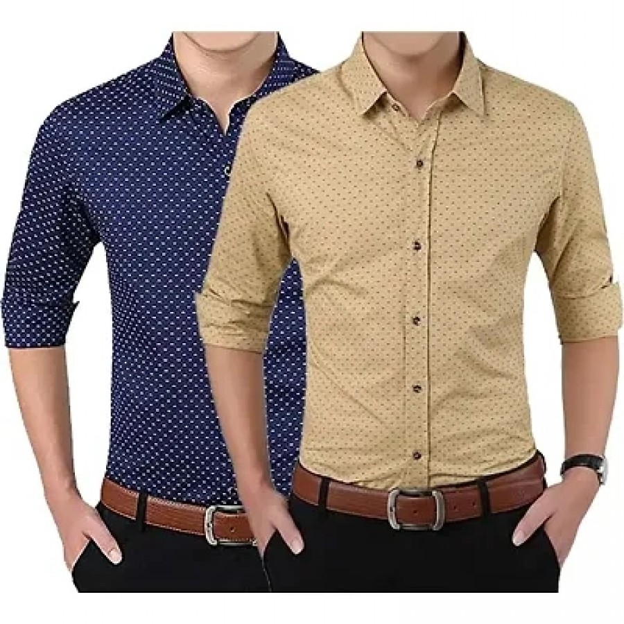 Multicoloured Cotton Blend Printed Casual Shirts For Men