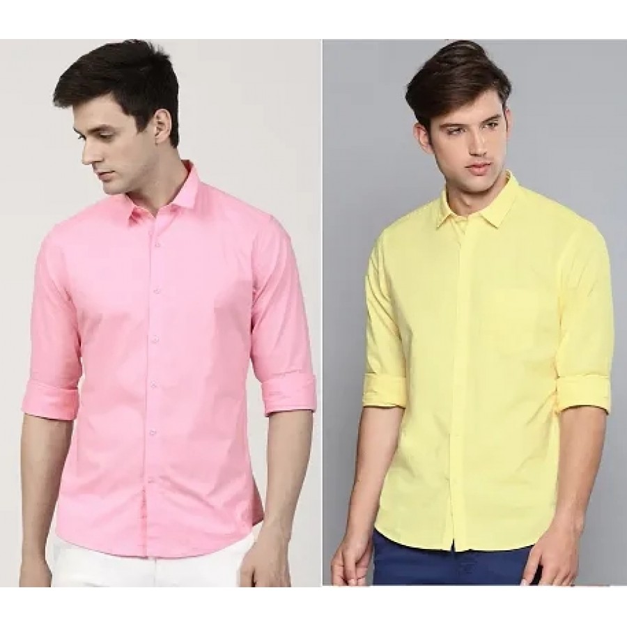 Multicoloured Cotton Solid Casual Shirts For Men