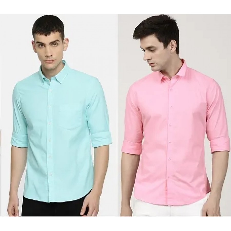 Multicoloured Cotton Solid Casual Shirts For Men