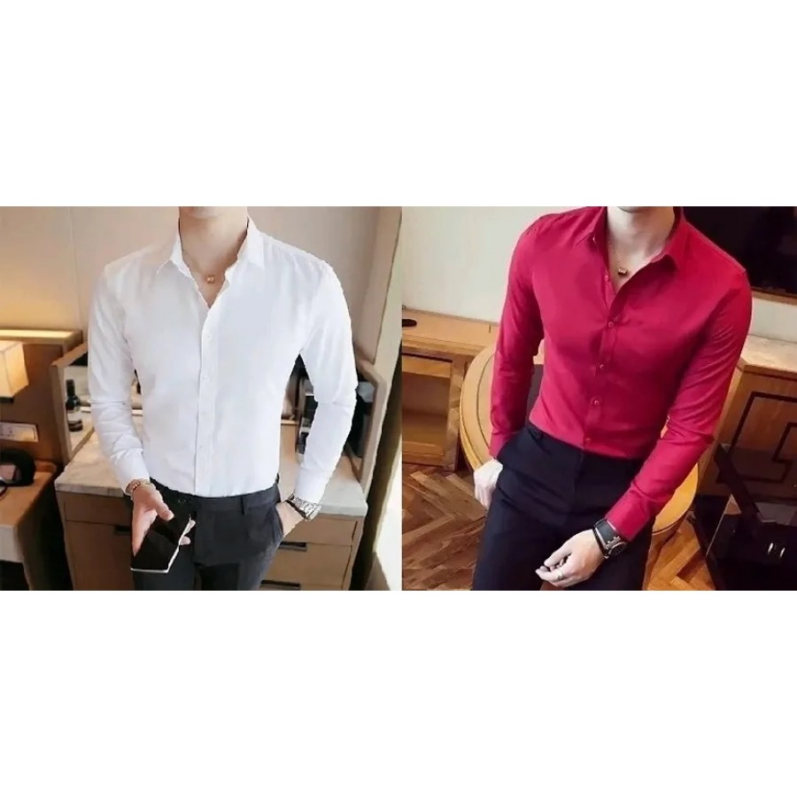 Multicoloured Cotton Solid Casual Shirts For Men