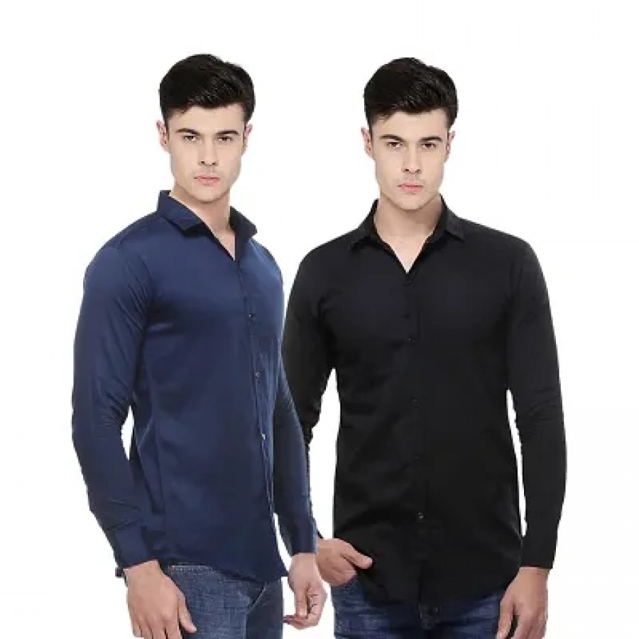 Multicoloured Cotton Solid Casual Shirts For Men