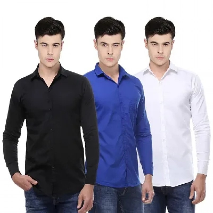 Multicoloured Cotton Solid Casual Shirts For Men