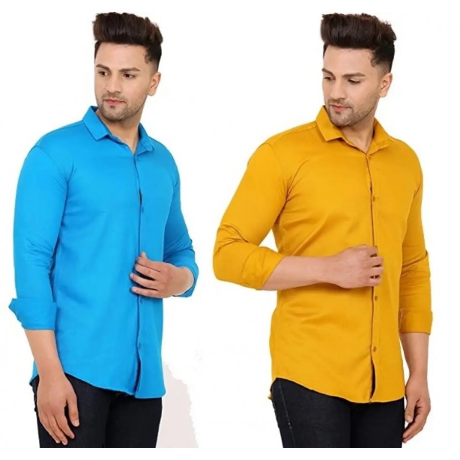 Multicoloured Cotton Solid Casual Shirts For Men