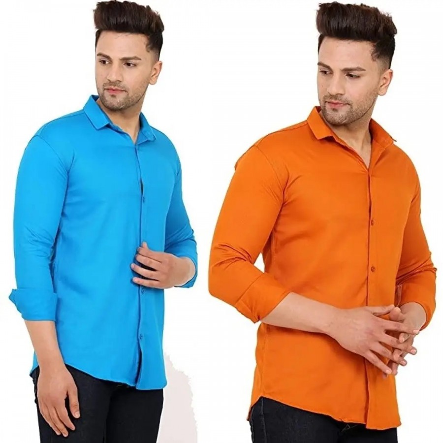 Multicoloured Cotton Solid Casual Shirts For Men