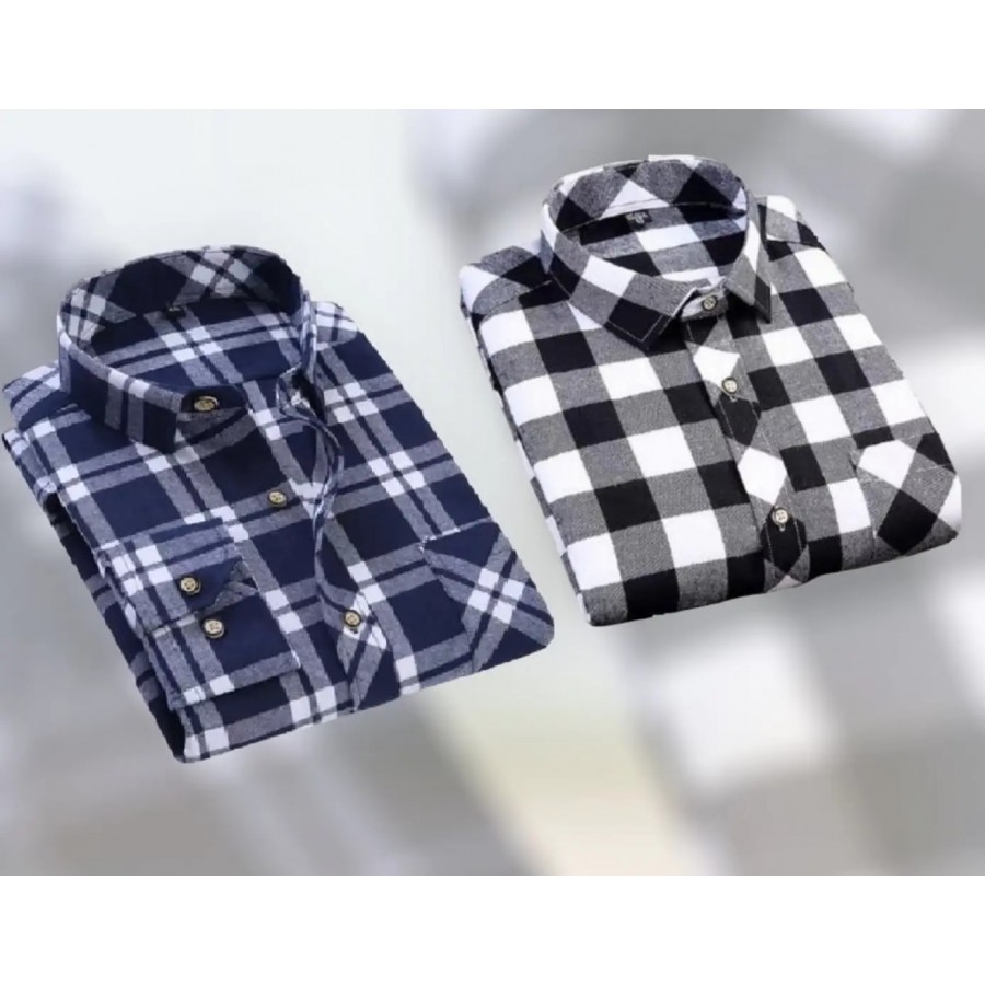 Multicoloured Cotton Blend Checked Casual Shirts For Men