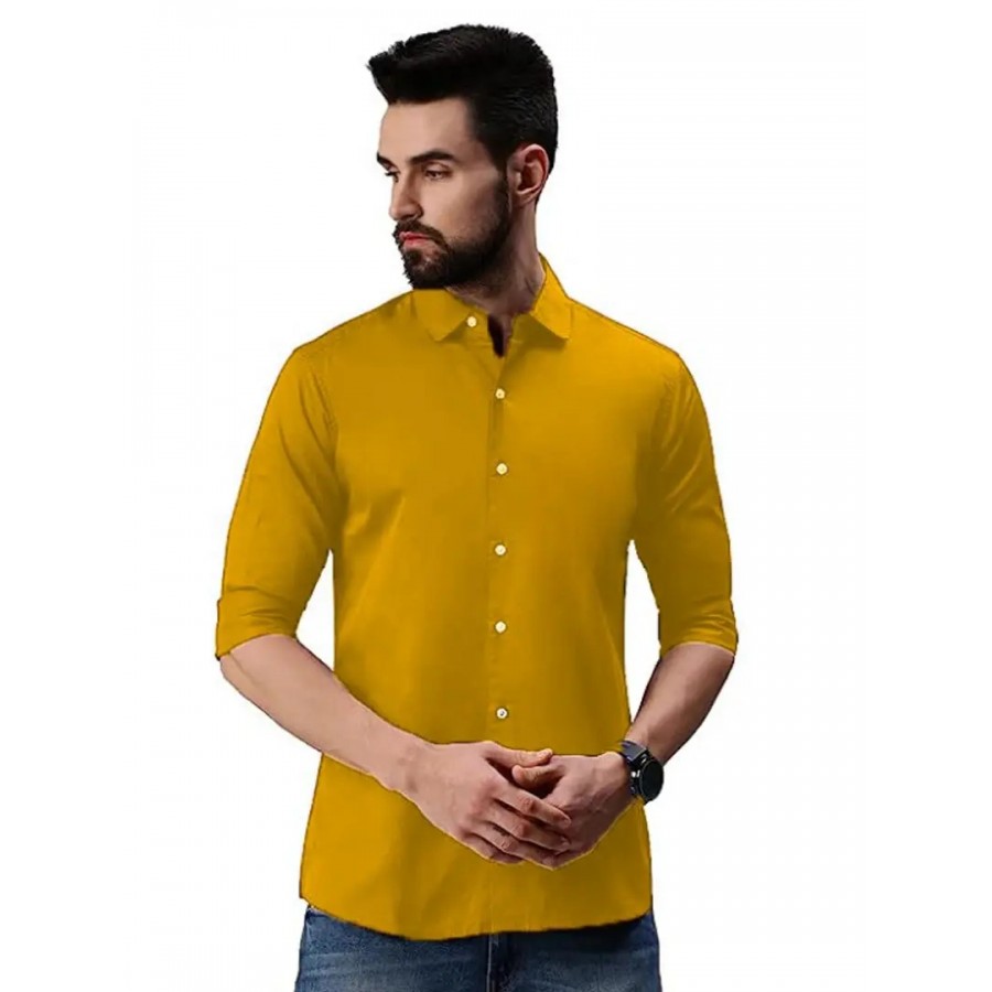 Mustard Cotton Full Sleeve Shirt