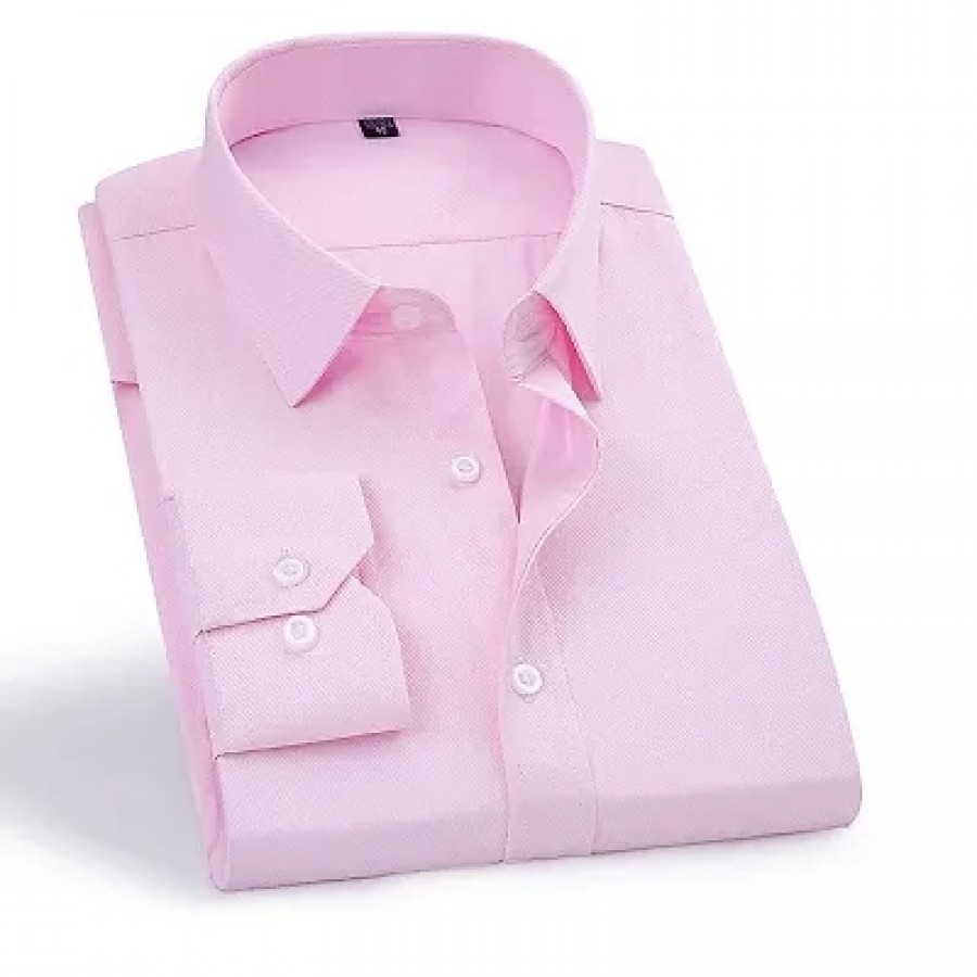 Pink Cotton Blend Solid Casual Shirts For Men