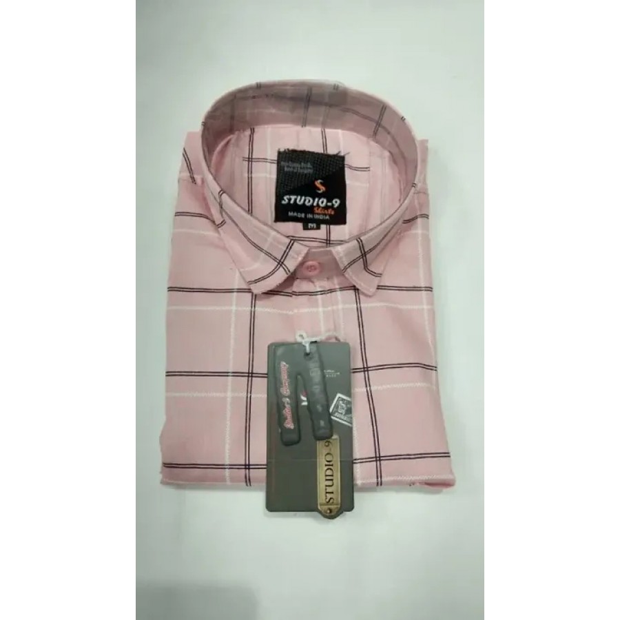 Pink Cotton Printed Casual Shirts For Men