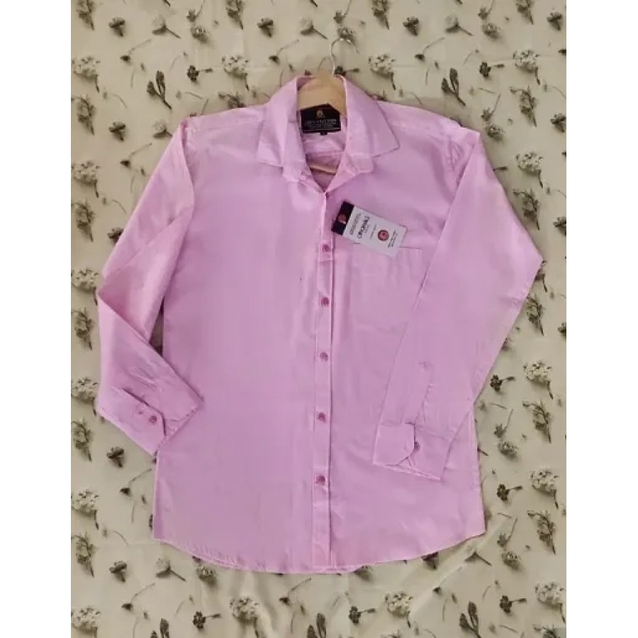 Pink Cotton Solid Casual Shirts For Men