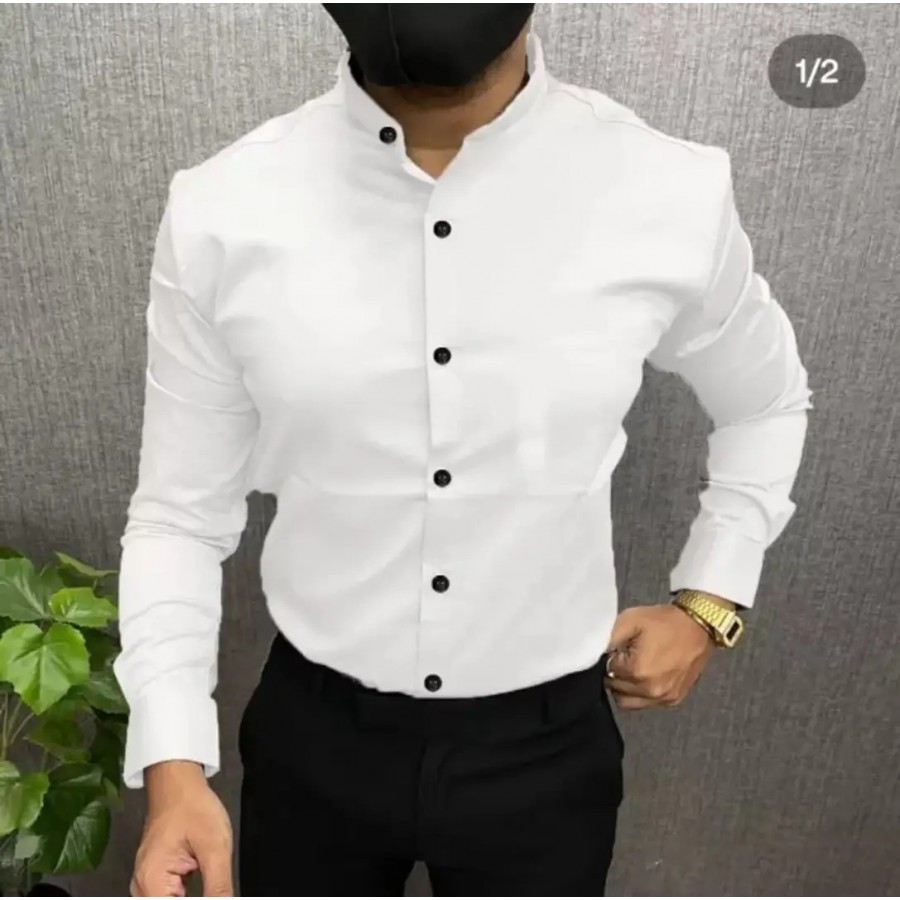 Plain Shirt's For Mens Mandrain Coller Without Pocket Full Sleeves