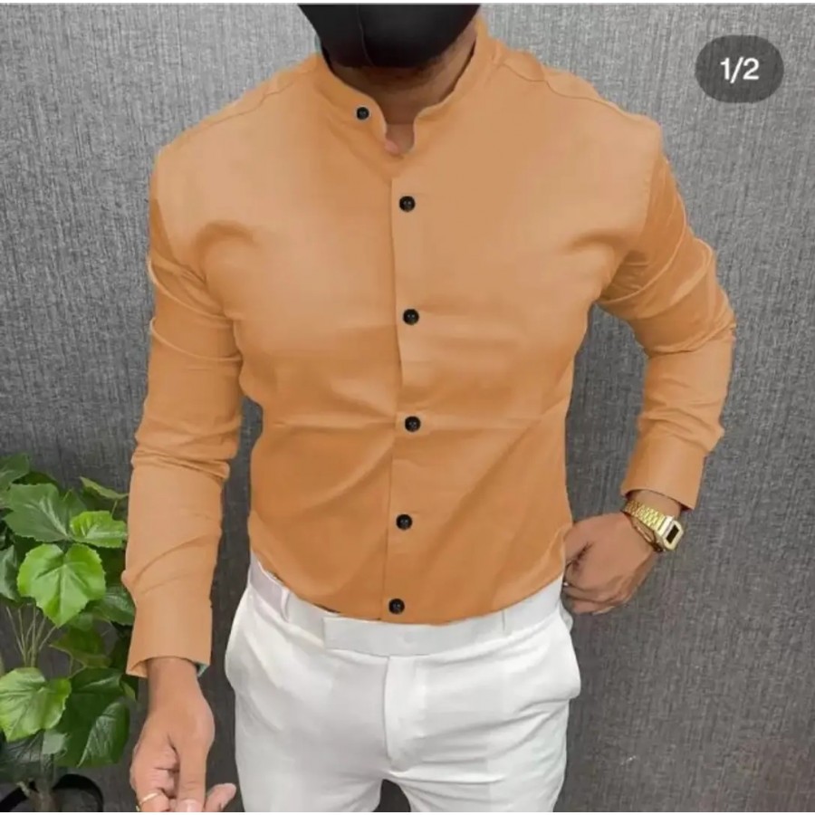 Plain Shirt's For Mens Mandrain Coller Without Pocket Full Sleeves