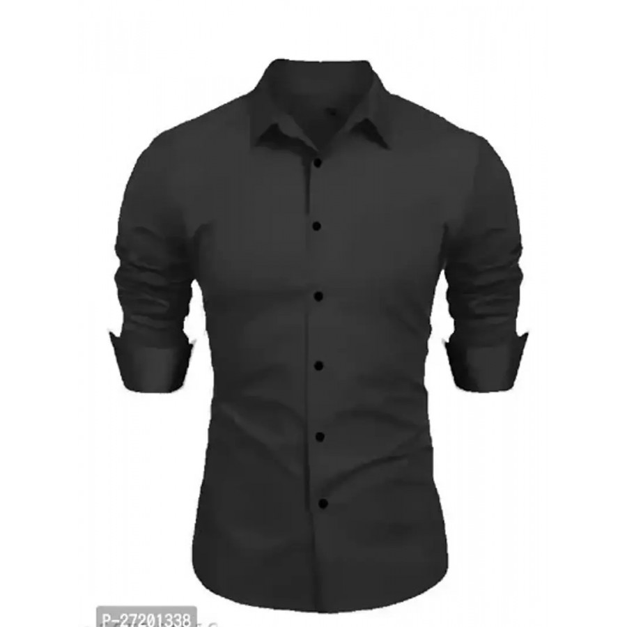 Plain Lyocell Shirt For Men - Black