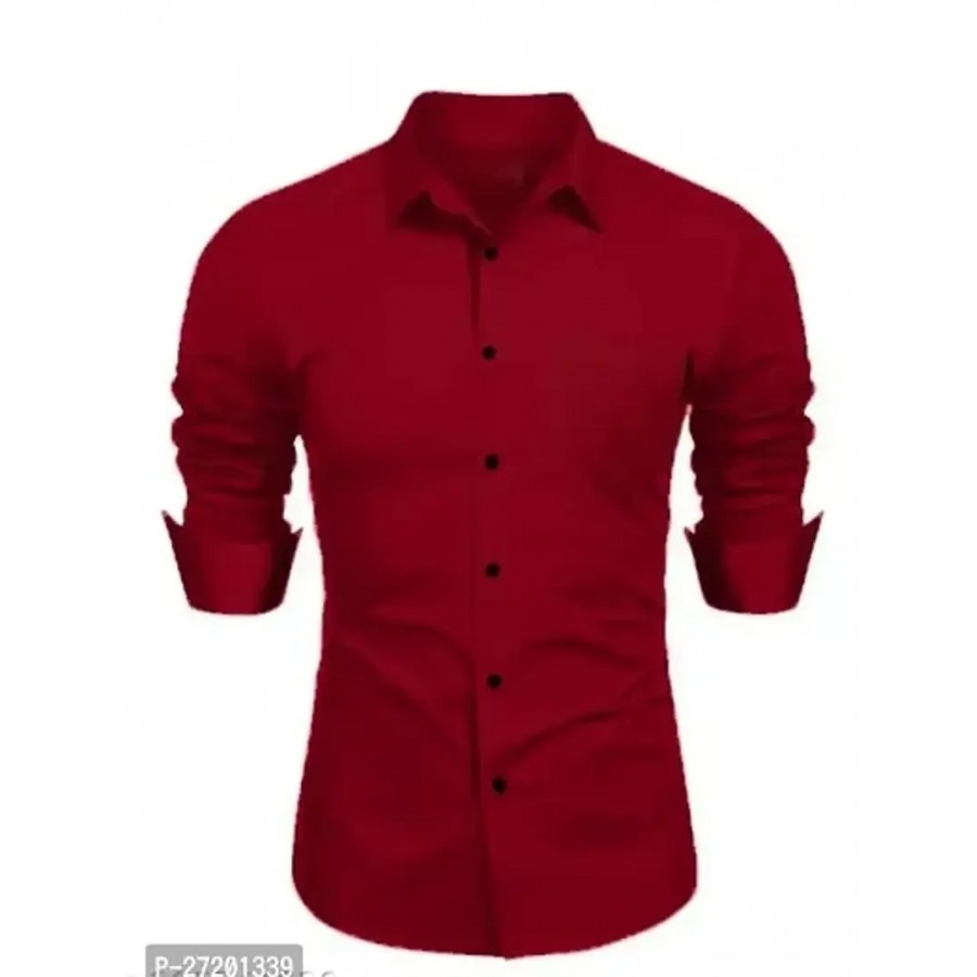 Plain Lyocell Shirt For Men - Maroon