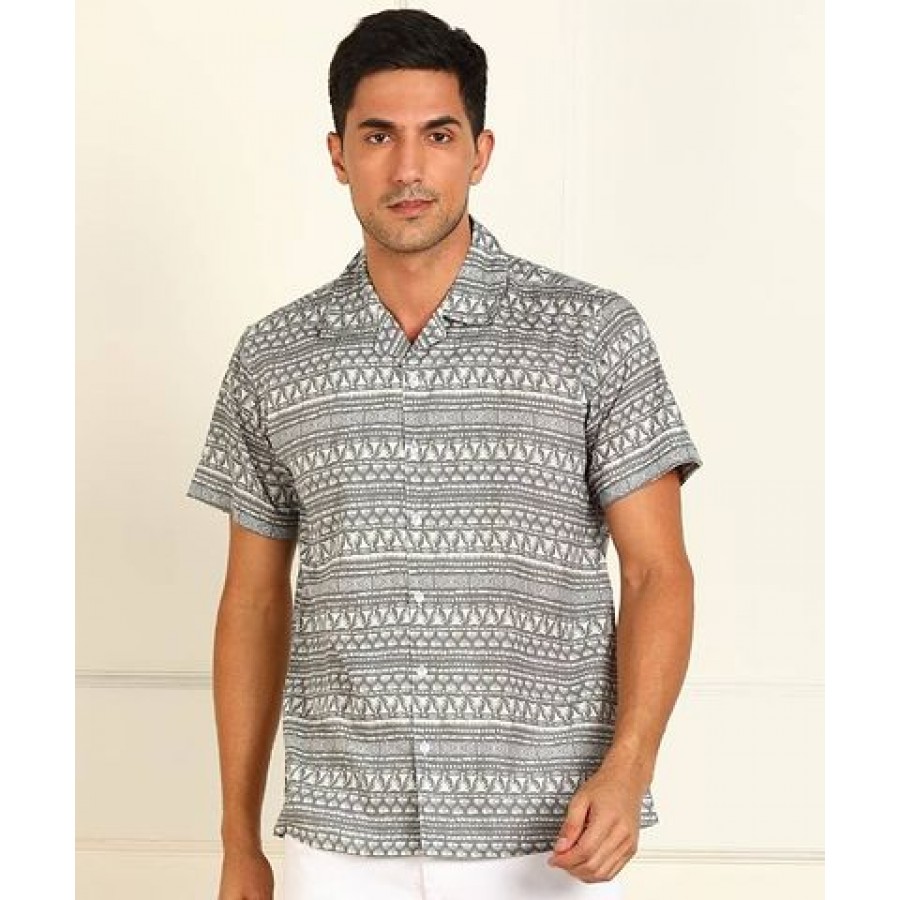 Prag Mens Regular Fit Printed Casual Shirt