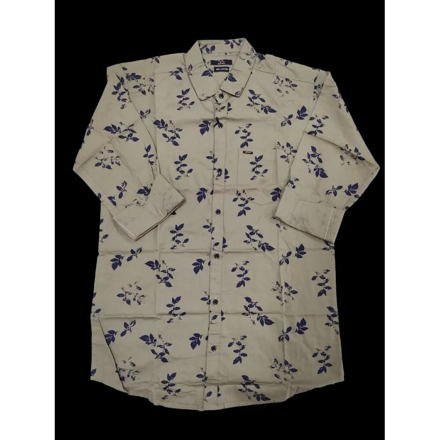 Premium Quality Leaf Pattern Grey Shirt - Grey Colour