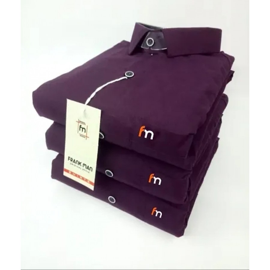 Purple Cotton Solid Casual Shirts For Men