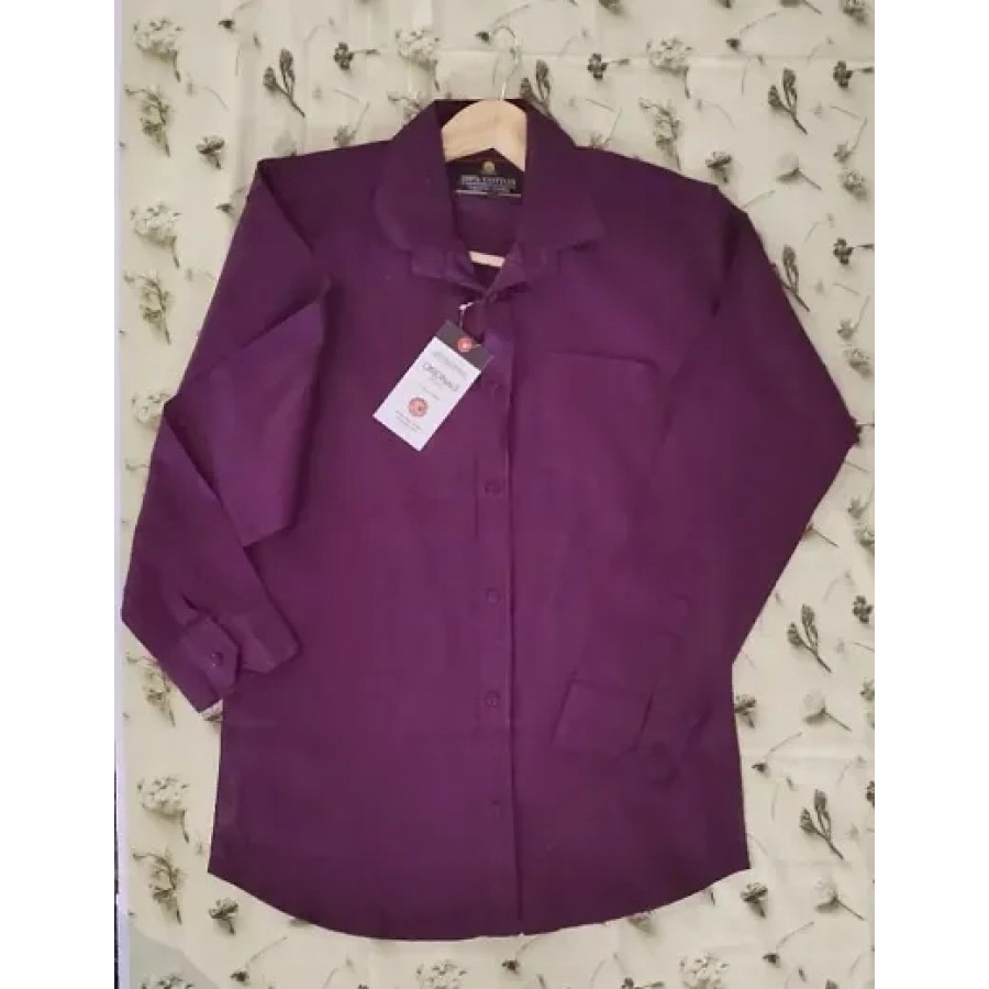 Purple Cotton Solid Casual Shirts For Men