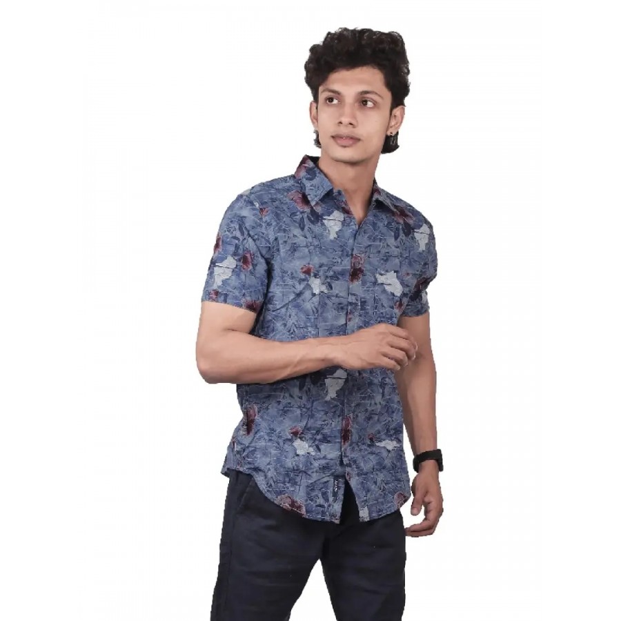 Rad prix Men Casual Blue Abstract Printed Cotton Shirt