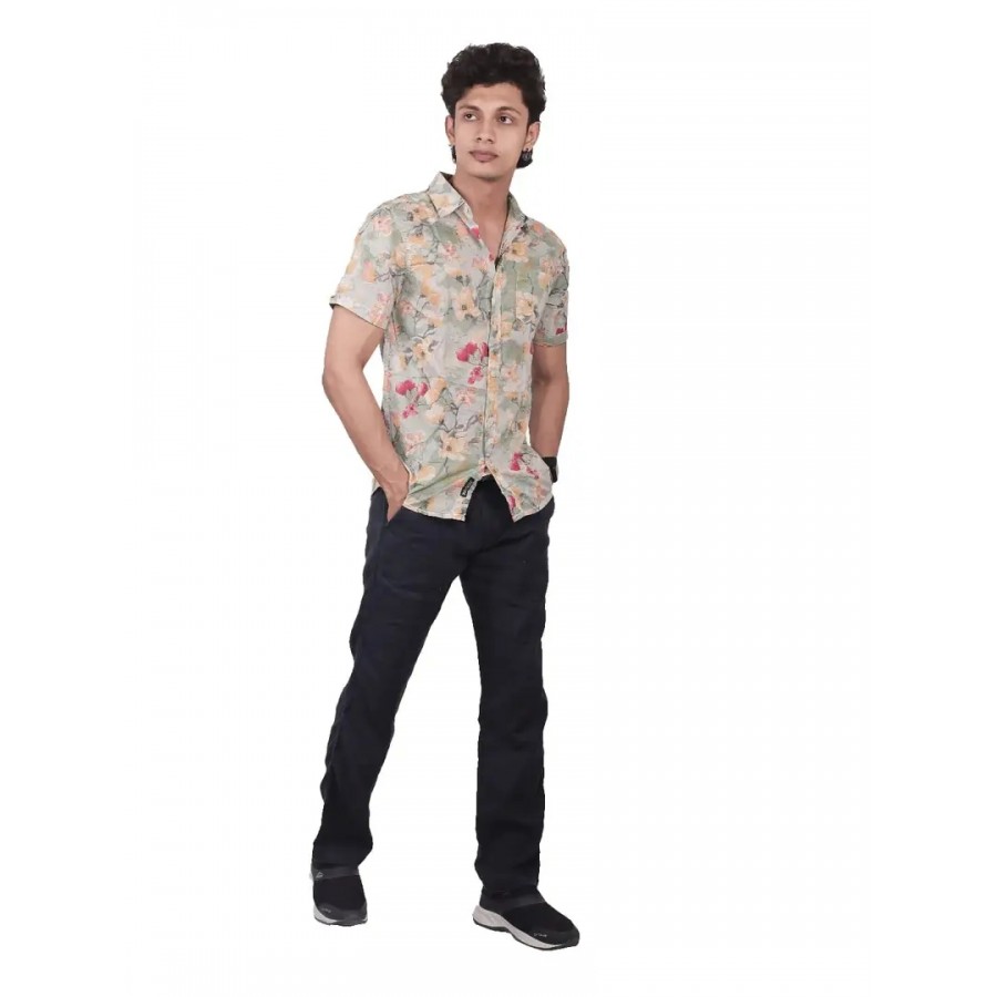 Rad prix Men Casual Green Abstract Printed Cotton Shirt