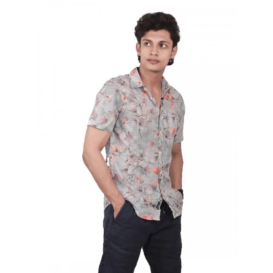 Rad prix Men Casual Grey Abstract Printed Cotton Shirt