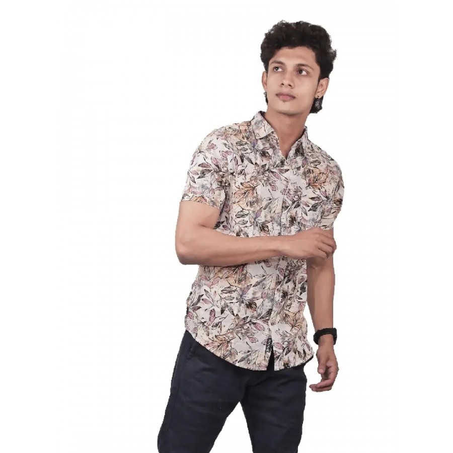 Rad prix Men Casual White Abstract Printed Cotton Shirt