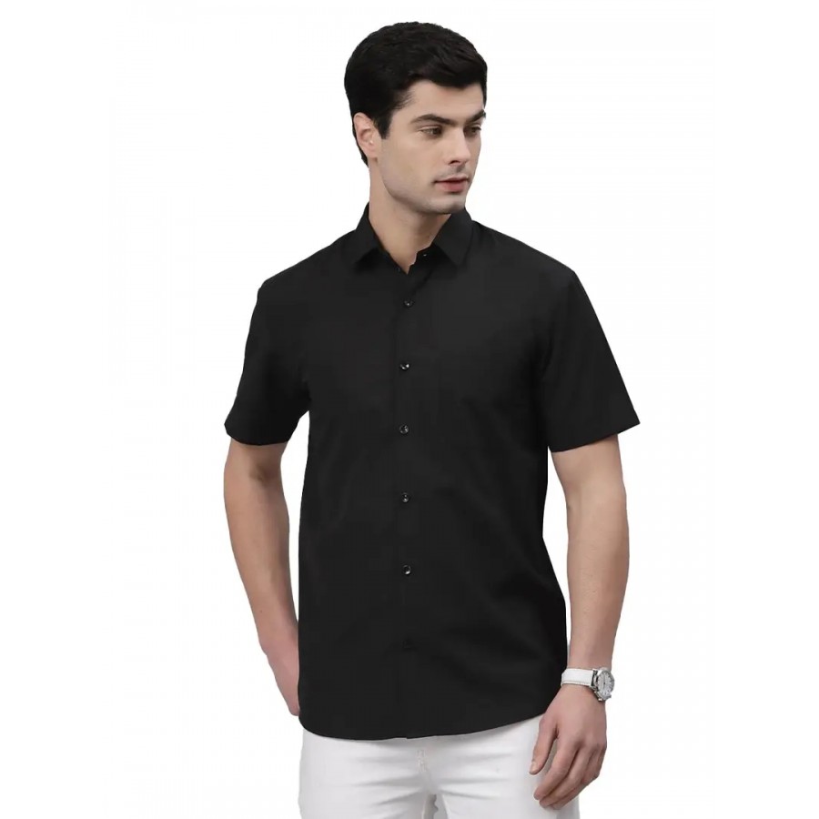 Rad prix Men Solid Black Smart Casual Cotton Shirt