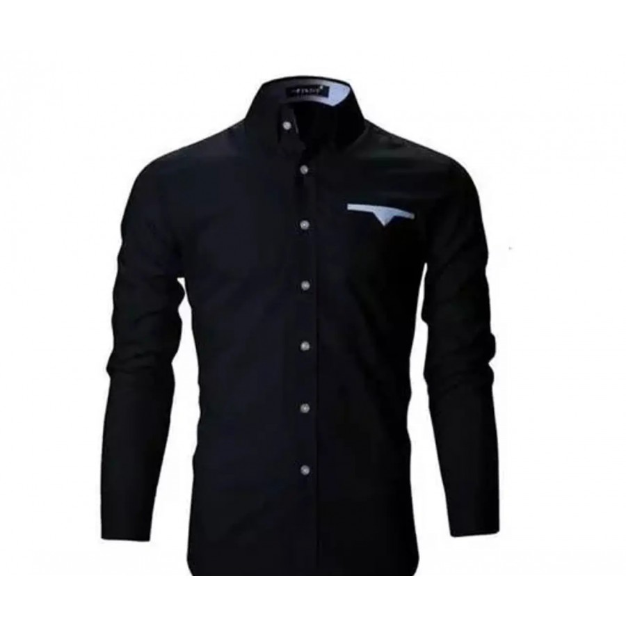 Reliable Black Cotton Long Sleeves Casual Shirt For Men