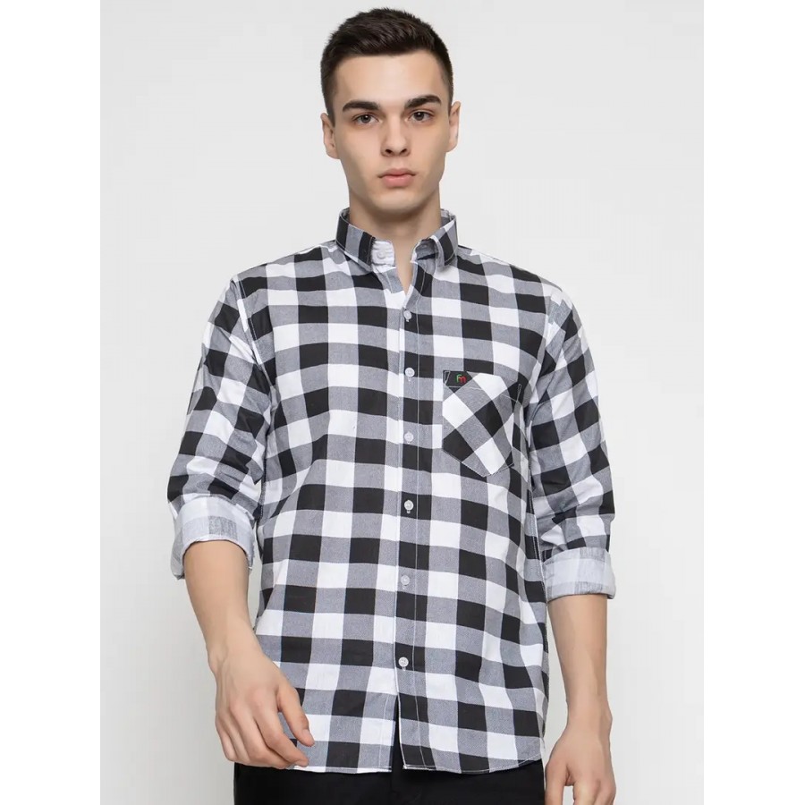 Reliable Black Cotton Long Sleeves Casual Shirt For Men