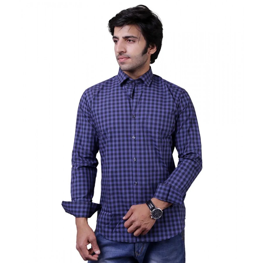 Reliable Blue Cotton Blend Long Sleeves Casual Shirts For Men