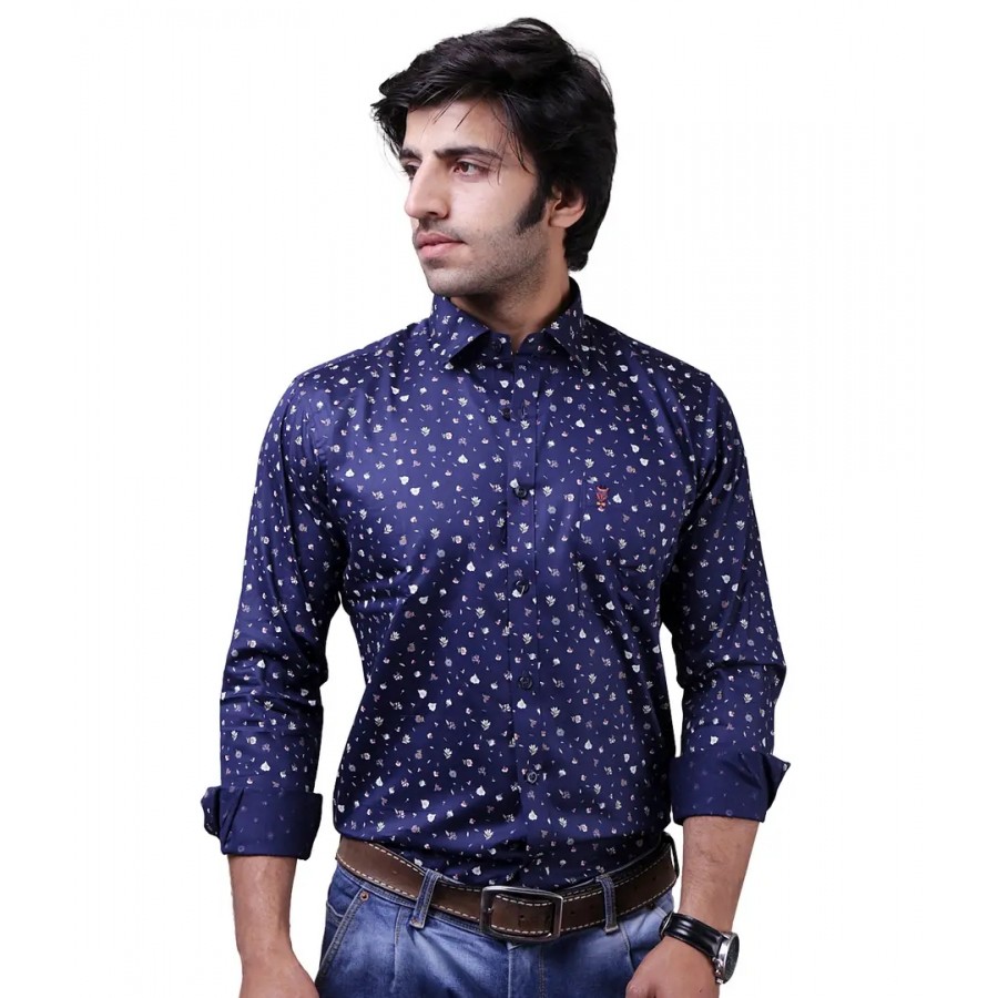 Reliable Blue Cotton Blend Long Sleeves Casual Shirts For Men