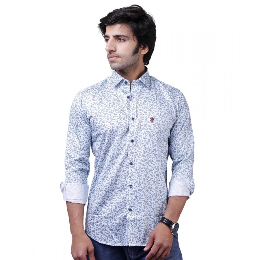 Reliable Blue Cotton Blend Long Sleeves Casual Shirts For Men