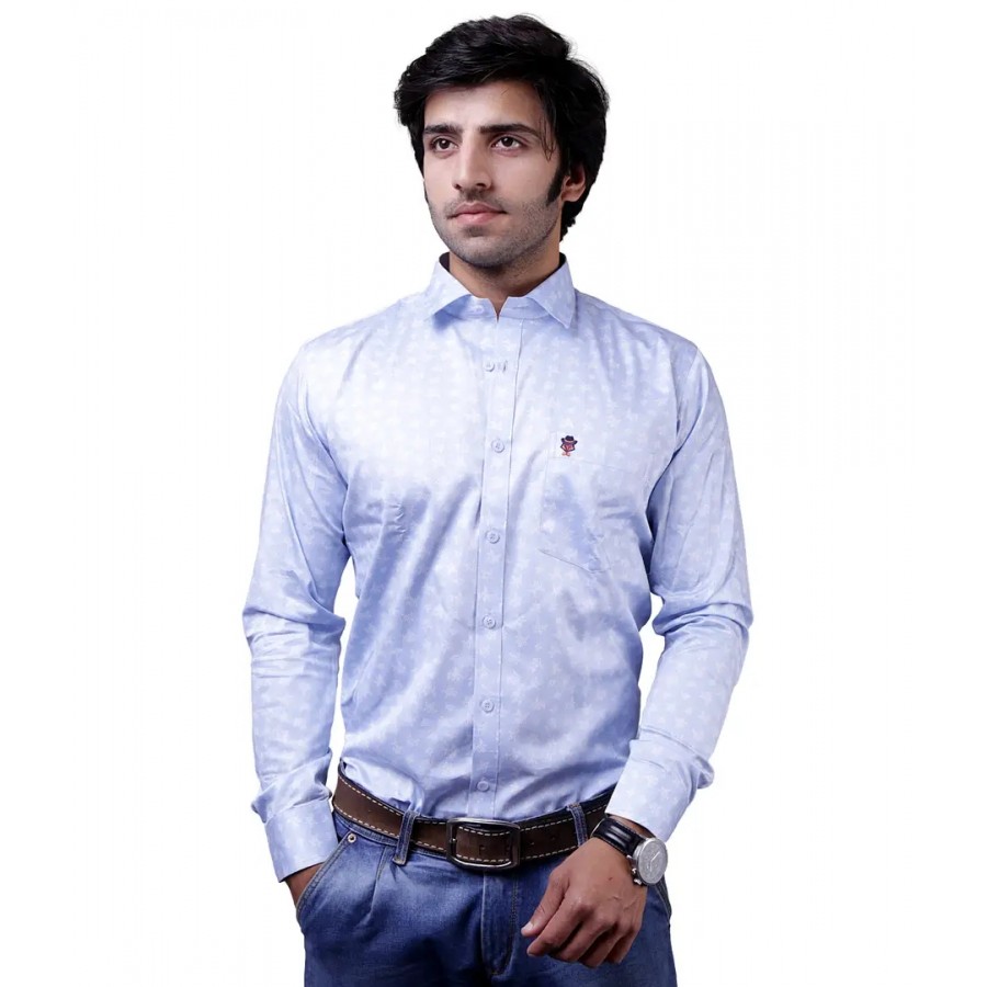 Reliable Blue Cotton Blend Long Sleeves Casual Shirts For Men