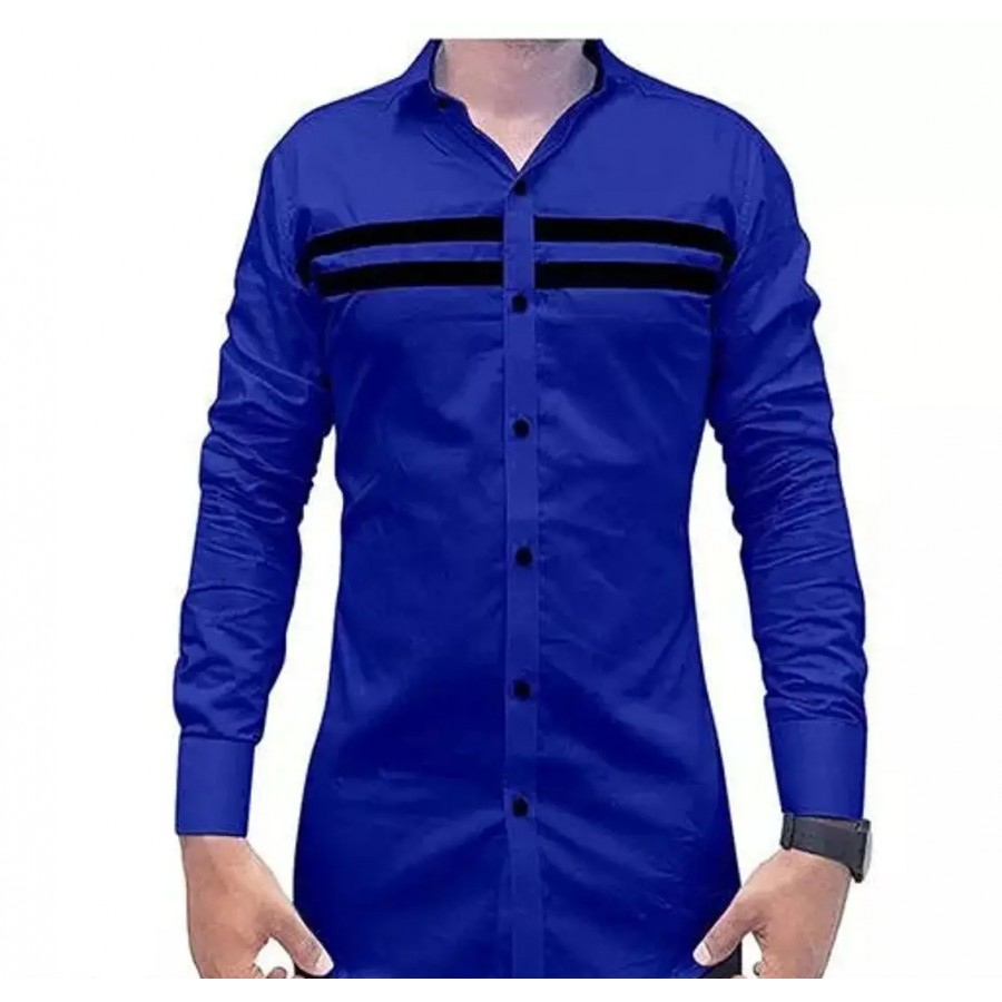 Reliable Blue Cotton Long Sleeves Casual Shirt For Men