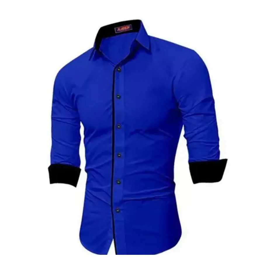 Reliable Blue Cotton Long Sleeves Casual Shirt For Men