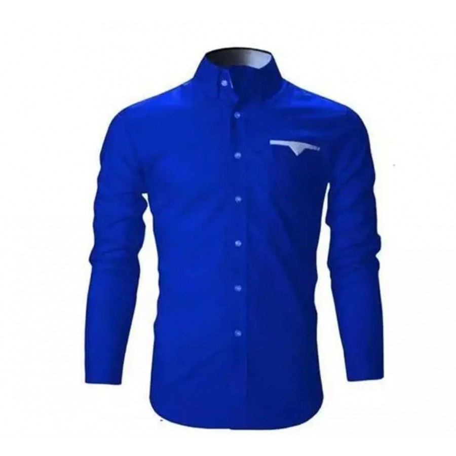 Reliable Blue Cotton Long Sleeves Casual Shirt For Men