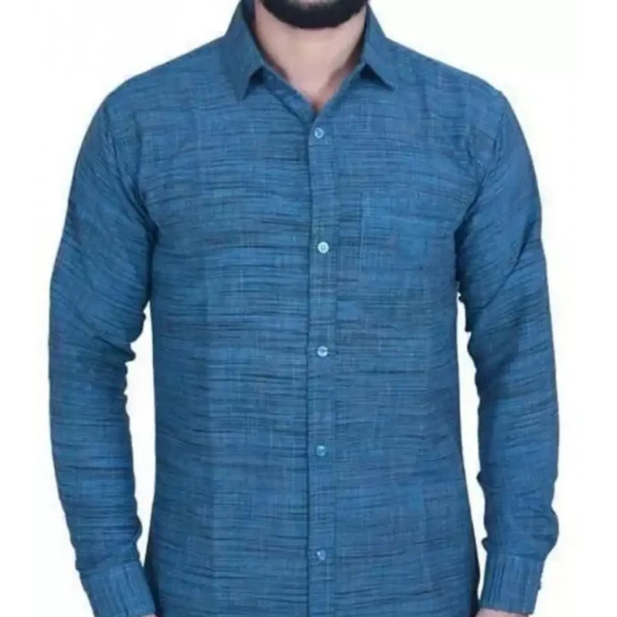 Reliable Blue Cotton Long Sleeves Casual Shirt For Men