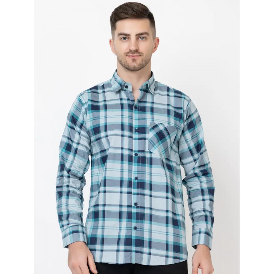 Reliable Blue Cotton Long Sleeves Casual Shirt For Men