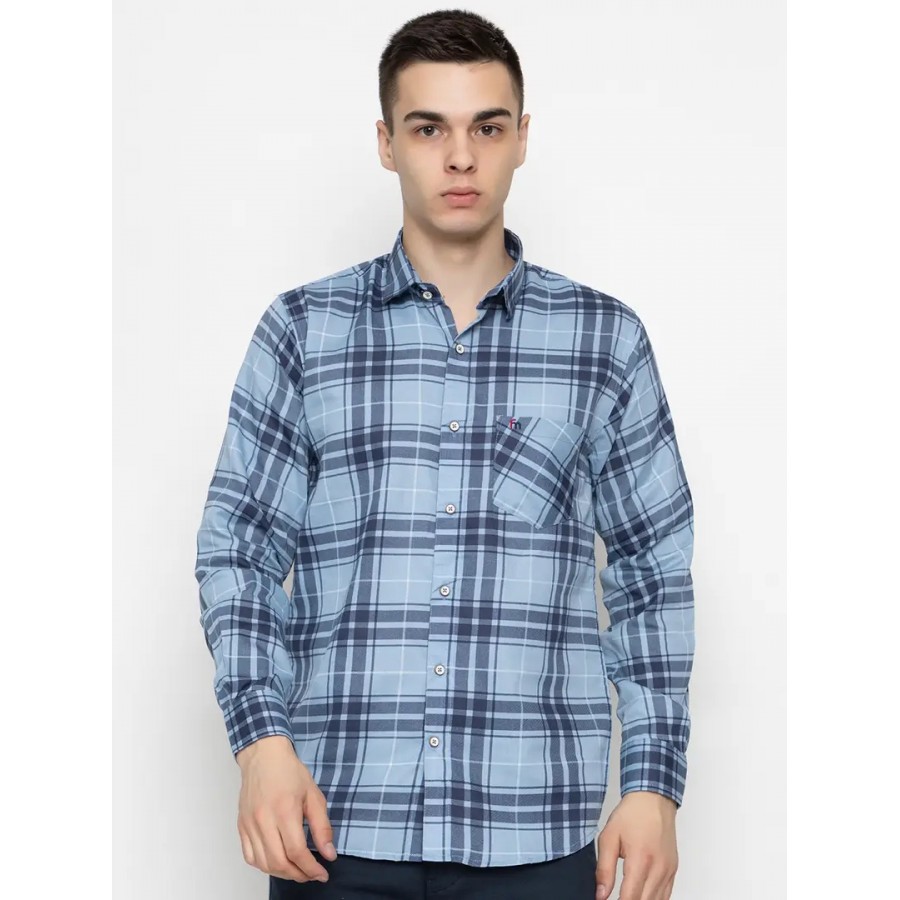 Reliable Blue Cotton Long Sleeves Casual Shirt For Men