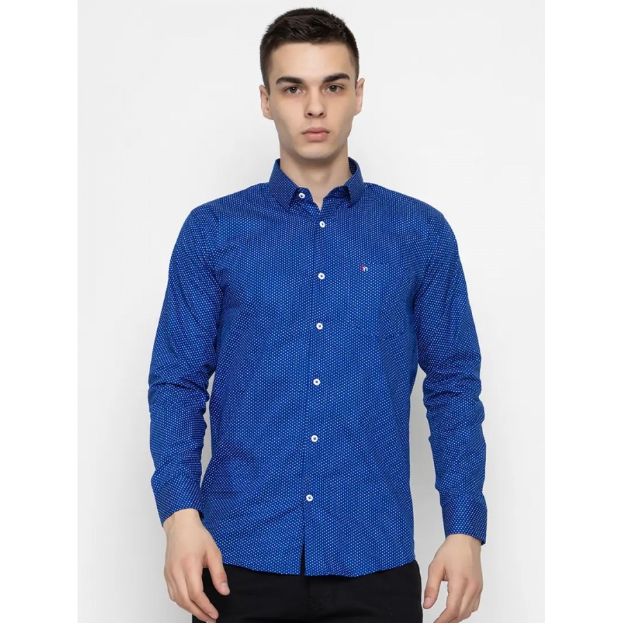 Reliable Blue Cotton Long Sleeves Casual Shirt For Men