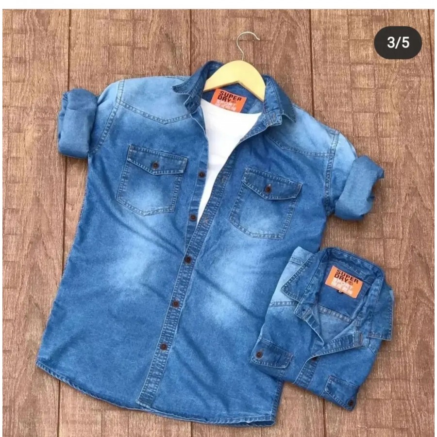 Reliable Blue Denim Long Sleeves Casual Shirt For Men