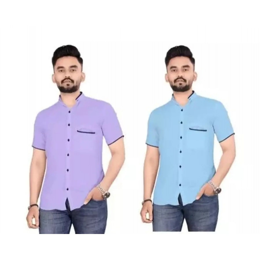 Reliable Cotton Blend Solid Half Sleeve Shirt For Men Pack Of 2