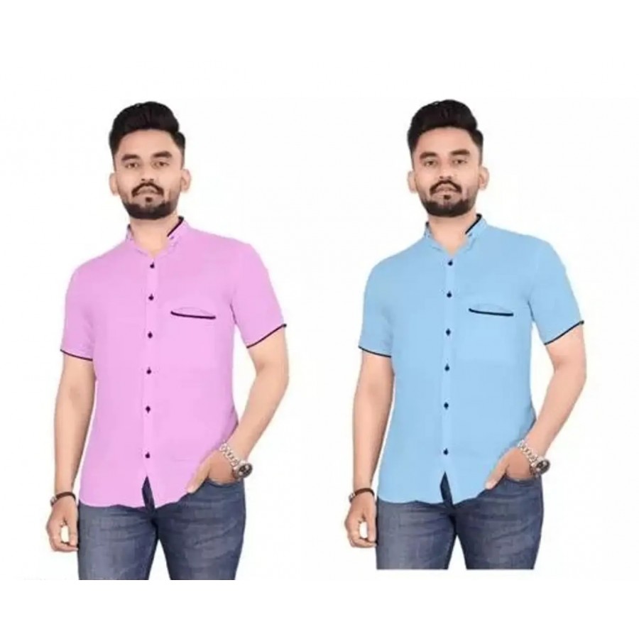 Reliable Cotton Blend Solid Half Sleeve Shirt For Men Pack Of 2