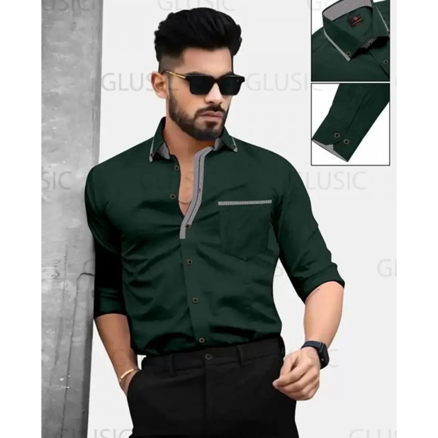 Reliable Cotton Solid Long Sleeves Shirts For Men