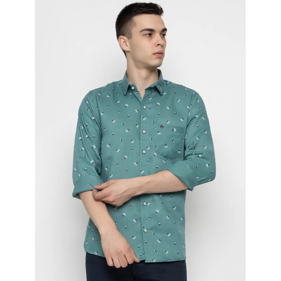 Reliable Green Cotton Long Sleeves Casual Shirt For Men