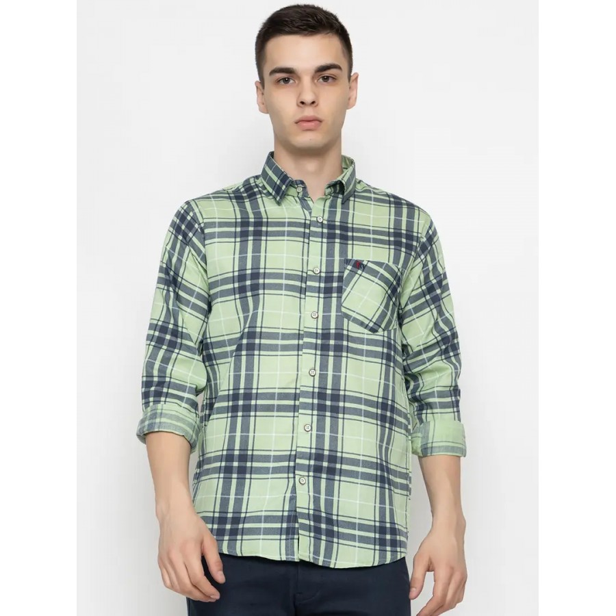 Reliable Green Cotton Long Sleeves Casual Shirt For Men