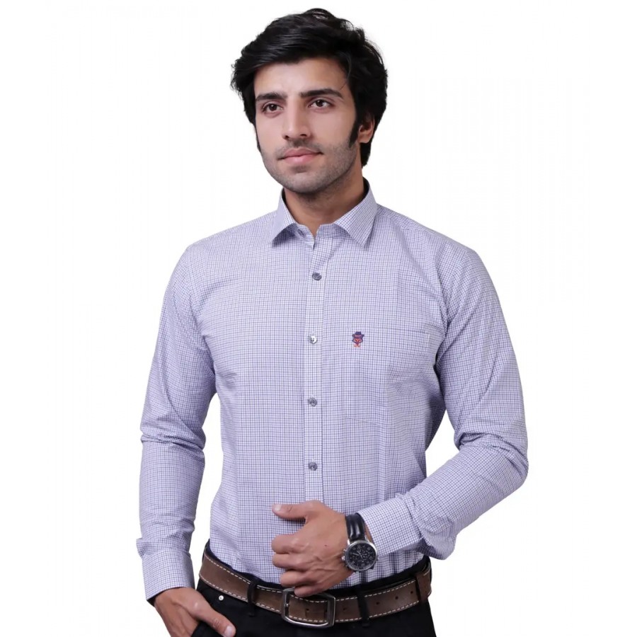 Reliable Grey Cotton Blend Long Sleeves Casual Shirts For Men