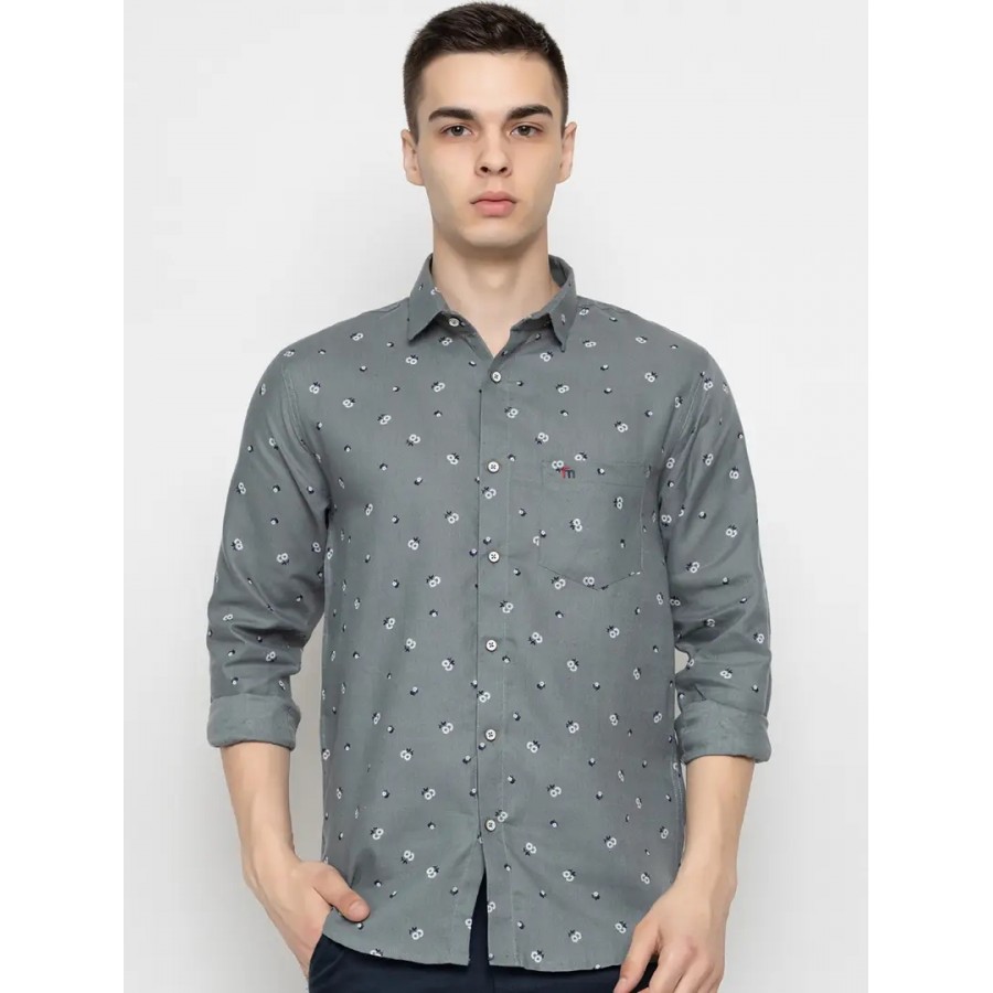 Reliable Grey Cotton Long Sleeves Casual Shirt For Men