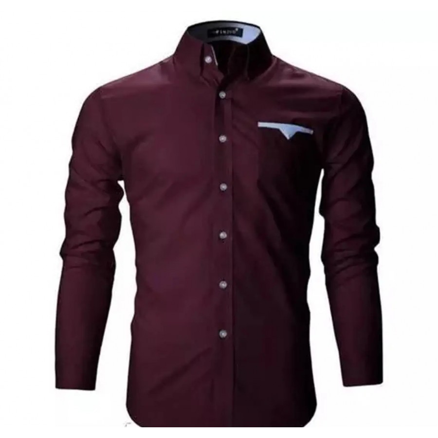 Reliable Magenta Cotton Long Sleeves Casual Shirt For Men