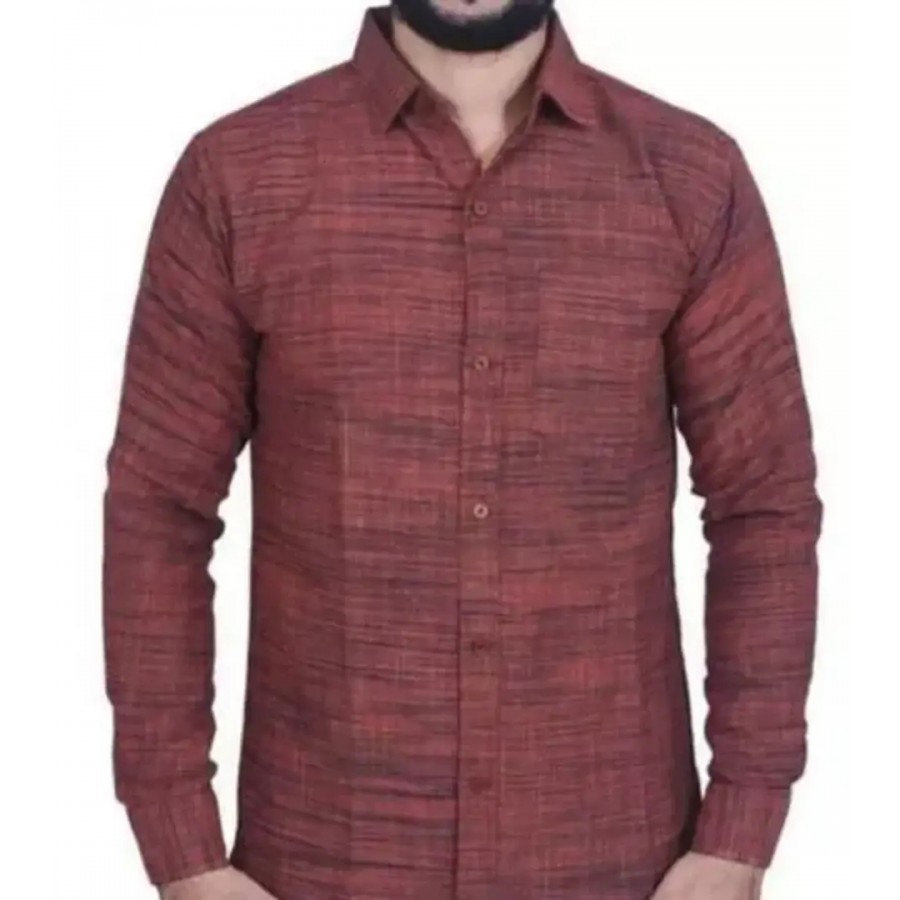 Reliable Maroon Cotton Long Sleeves Casual Shirt For Men